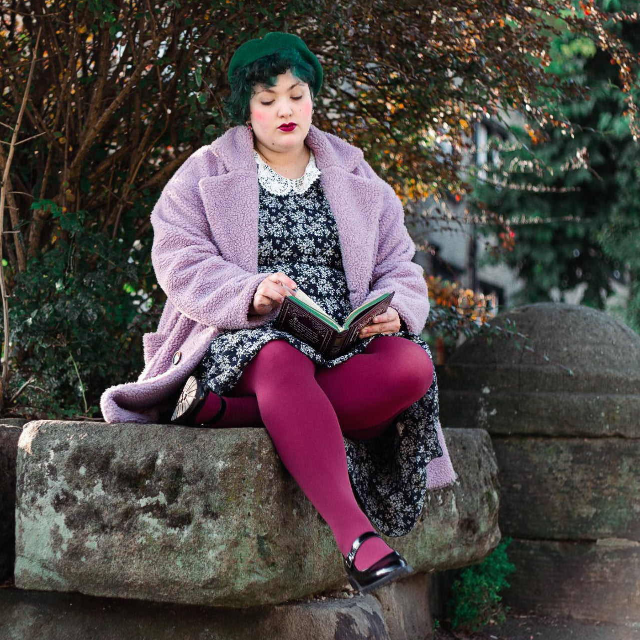 80 Denier Opaque Tights - Burgundy