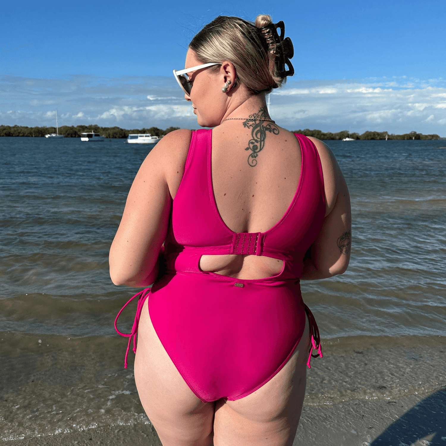 Hot pink swimsuit best sale