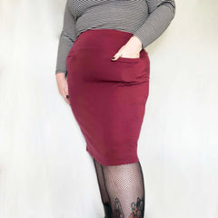 Pencil Skirt - Burgundy - Snag