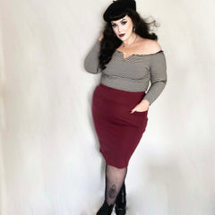 Pencil Skirt - Burgundy - Snag