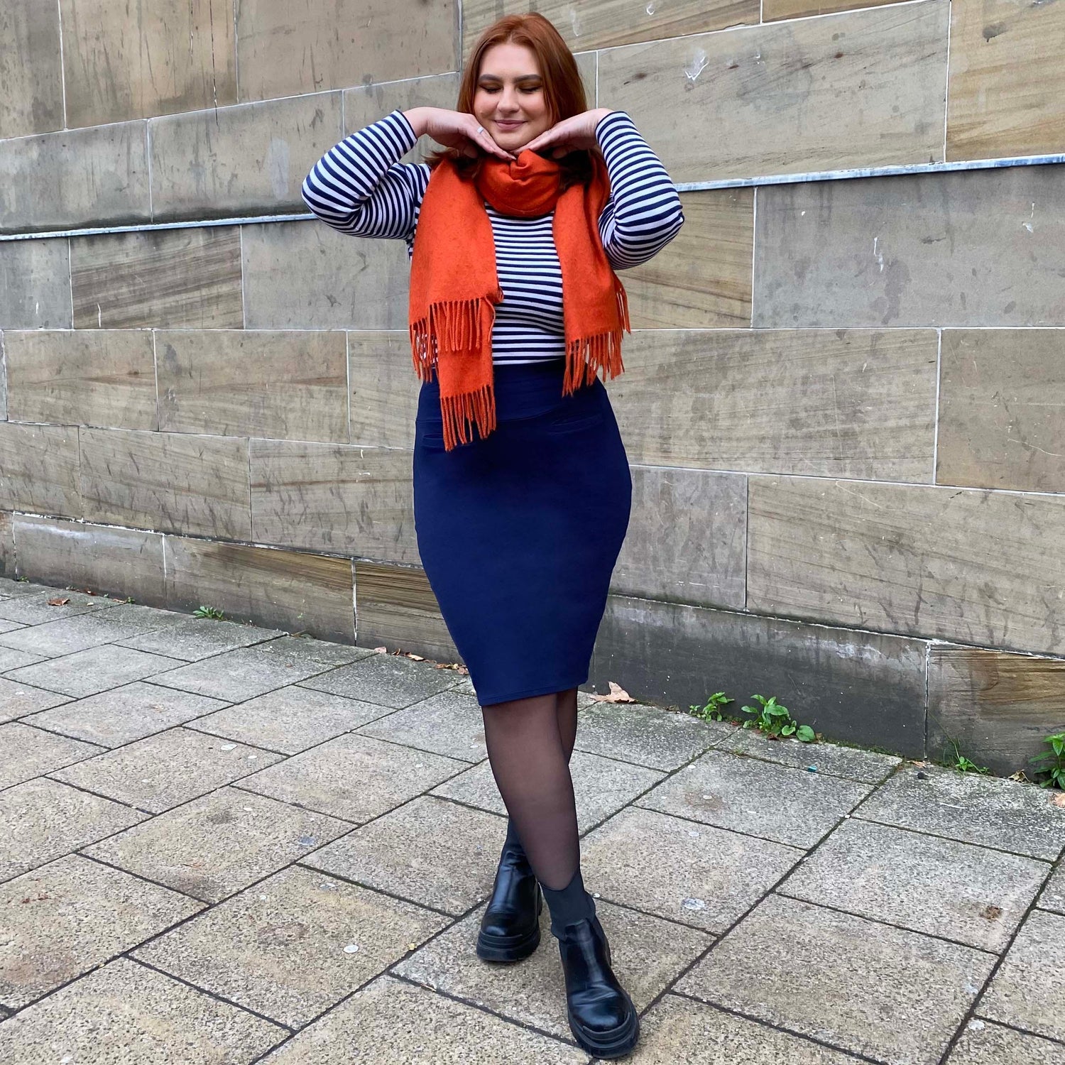 Denim Blue Pencil Skirt Outfit Ideas Jean Skirt Outfit Pinterest