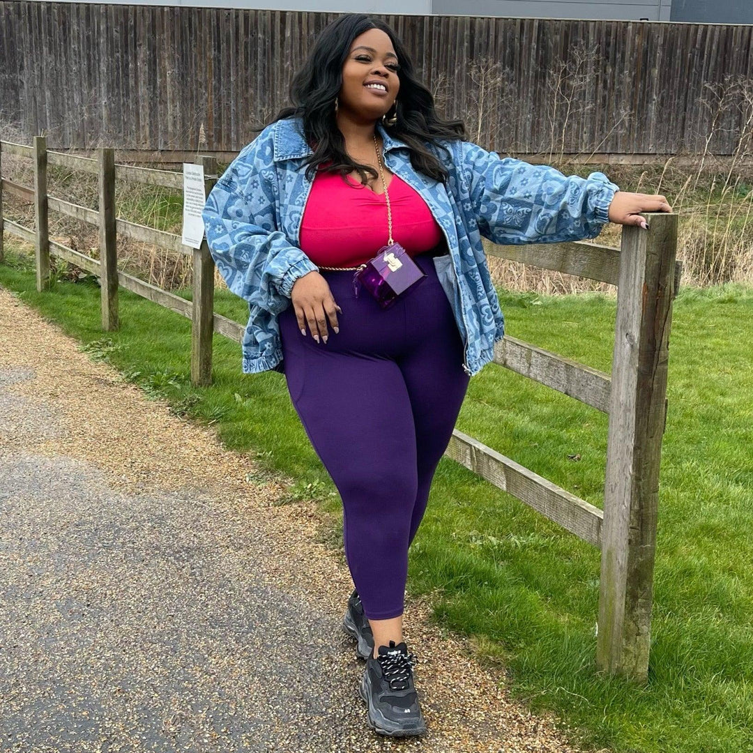 Purple Squat Proof Short Leggings - Snag