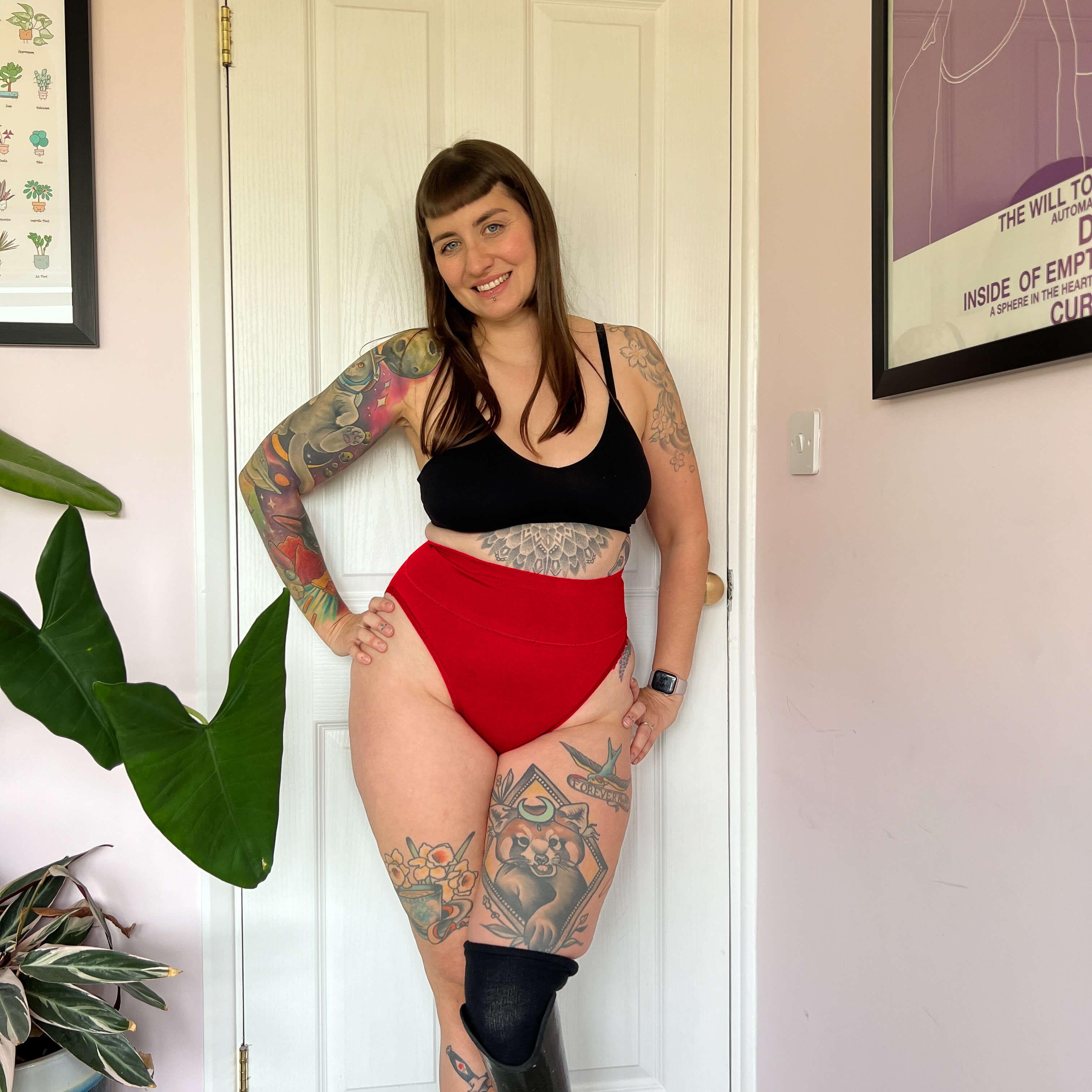 Super High Leg Knickers in Red - Snag
