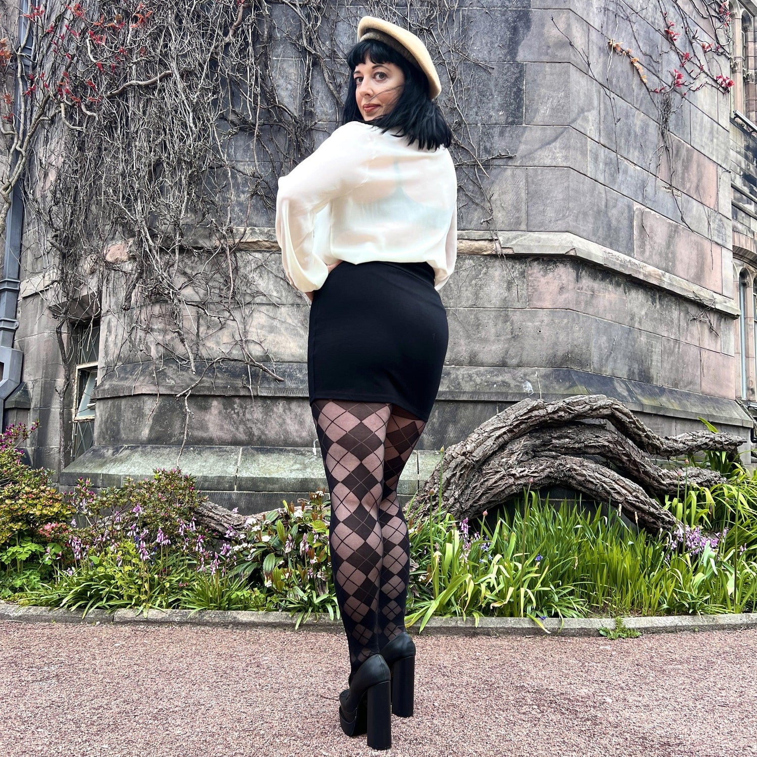 Short Black Skirt With Black Tights Black Mini Skirt With Leggings Super Mini Skirt Black Snag