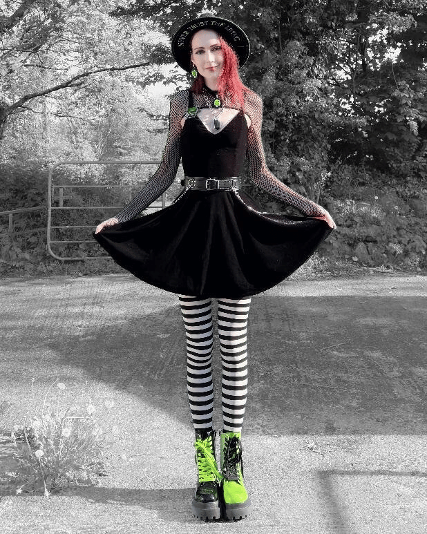 80 Denier & White Striped Tights Witch